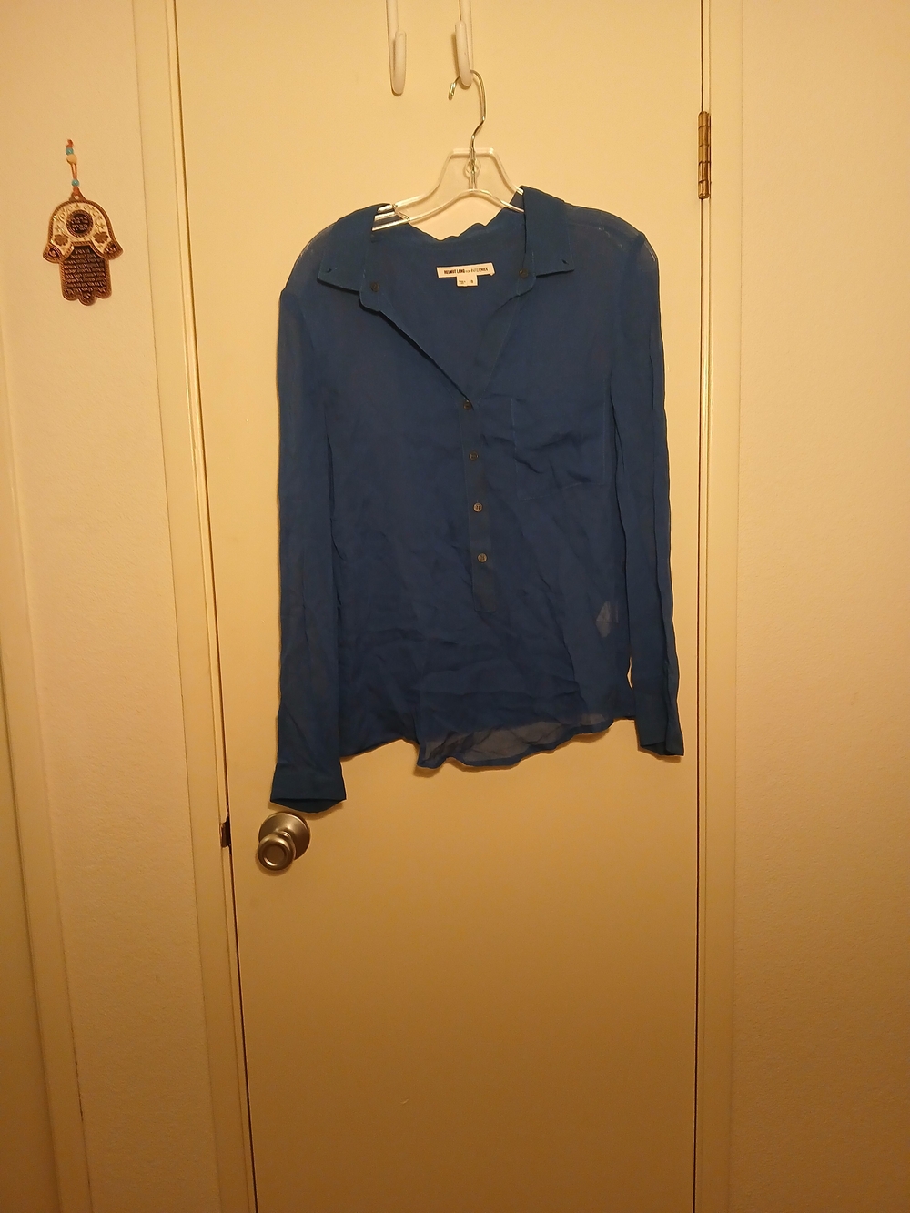 Helmut Lang Slate Blue Button-Up Blouse